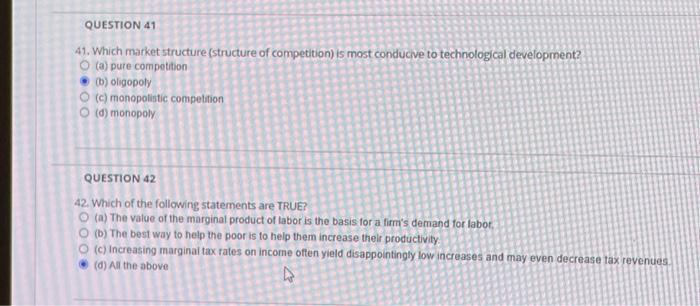 Solved 41. Which market structure (structure of competition) | Chegg.com
