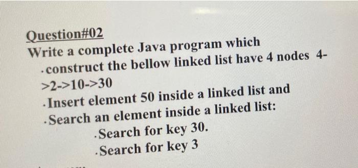 Solved Question#02 Write a complete Java program which | Chegg.com