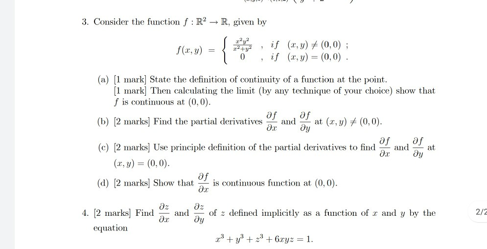 Solved (91) ) 9 3. Consider the function f: R2 → R, given by | Chegg.com