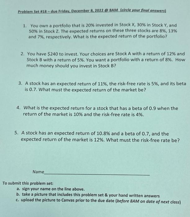 Solved Problem Set \#18 - due Friday, December 8, 2022@8AM | Chegg.com