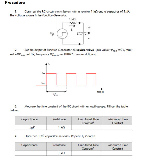 Solved by an EXPERT ProcedureConstruct the RC ﻿circuit shown below with ...