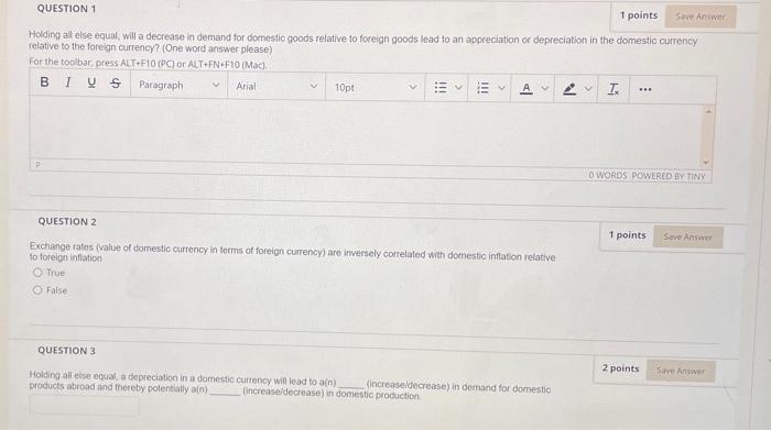 Solved QUESTION 1 1 points Save Answer Holding all else | Chegg.com
