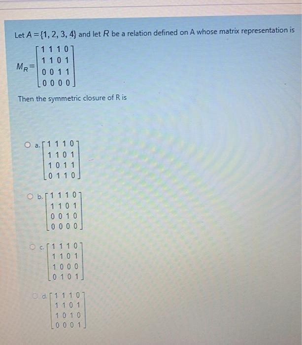 Solved Let A={1,2,3,4} And Let R Be A Relation Defined On A | Chegg.com