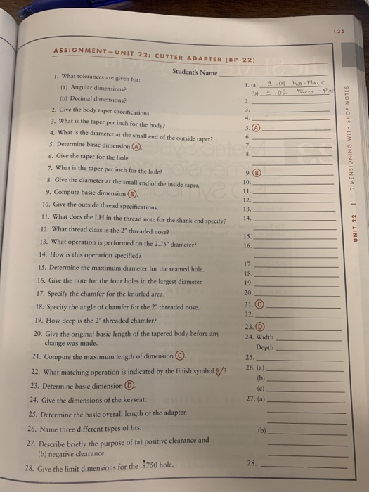 Solved CHAMFER TO THREAD DEPTH 2TON2 125 DIMENSIONS AND