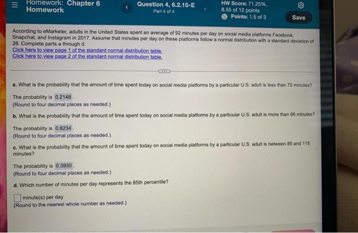 Solved III Homework: Chapter 6 Homework Question 4, 6.2.15-E | Chegg.com