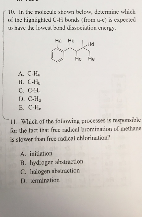 Solved 10. In The Molecule Shown Below, Determine Which Of | Chegg.com