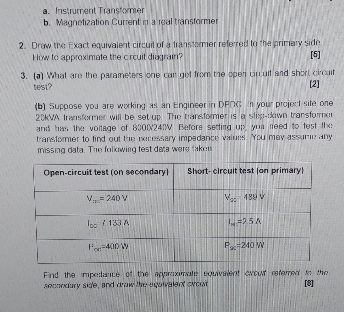 Solved A. Instrument Transformer B. Magnetization Current In | Chegg.com