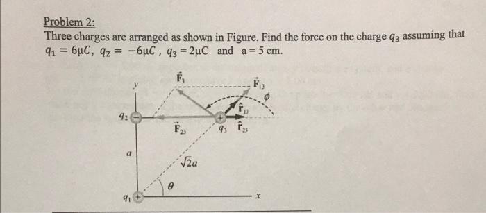 Solved Problem 2: Three Charges Are Arranged As Shown In | Chegg.com