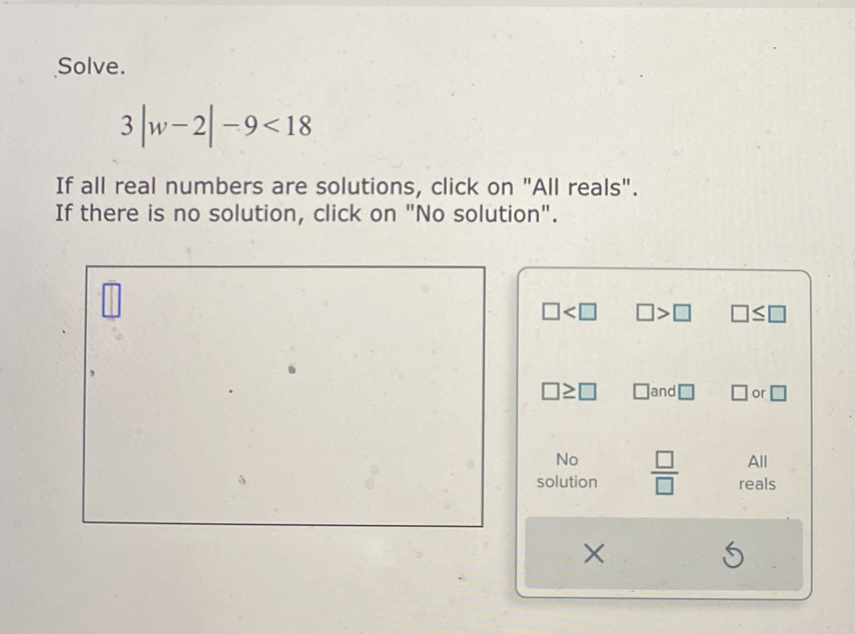 Solved Solve.3|w-2|-9