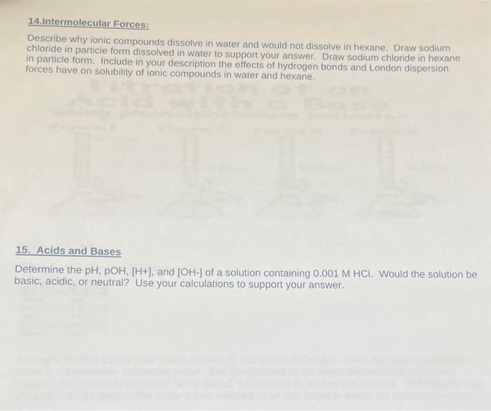 Solved 14. Intermolecular Forces Describe why ionic