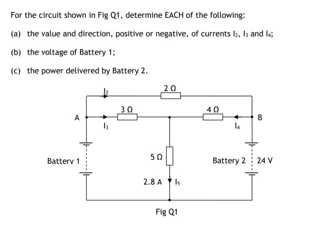 Solved For the circuit shown in Fig Q1, ﻿determine EACH of | Chegg.com