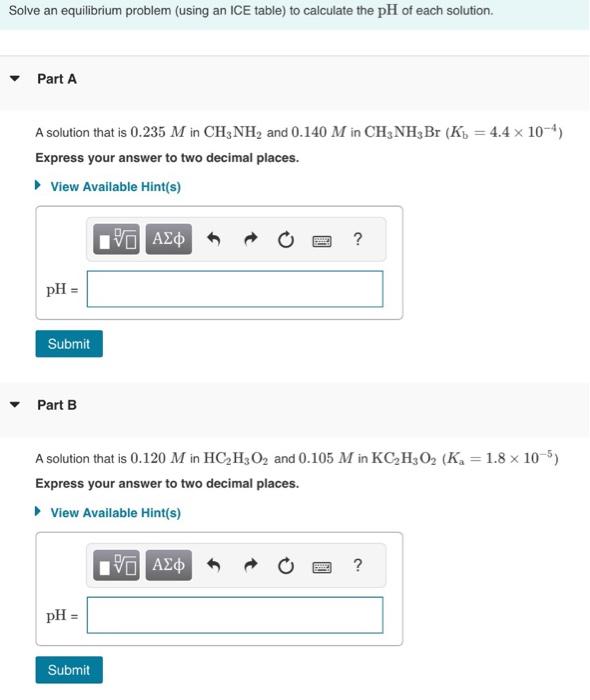 Solved Solve an equilibrium problem (using an ICE table) to | Chegg.com