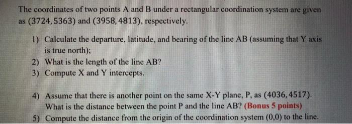 Solved The coordinates of two points A and B under a | Chegg.com