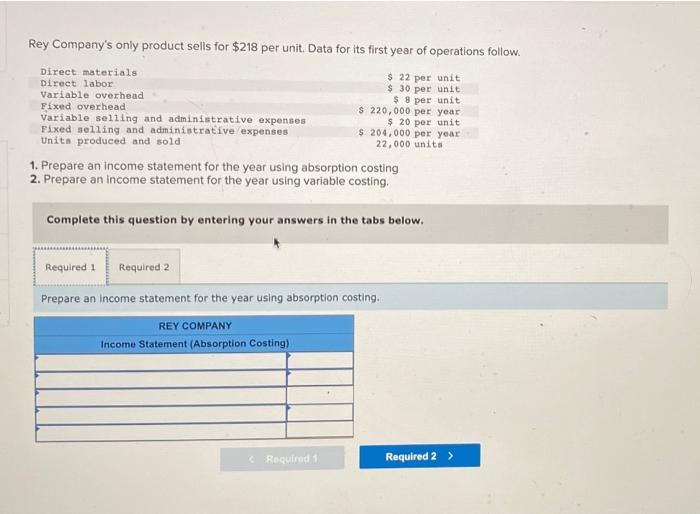 solved-rey-company-s-only-product-sells-for-218-per-unit-chegg