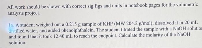 Solved All work should be shown with correct sig figs and | Chegg.com