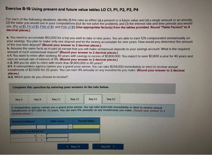 Solved Exercise B-19 Using Present And Future Value Tables | Chegg.com