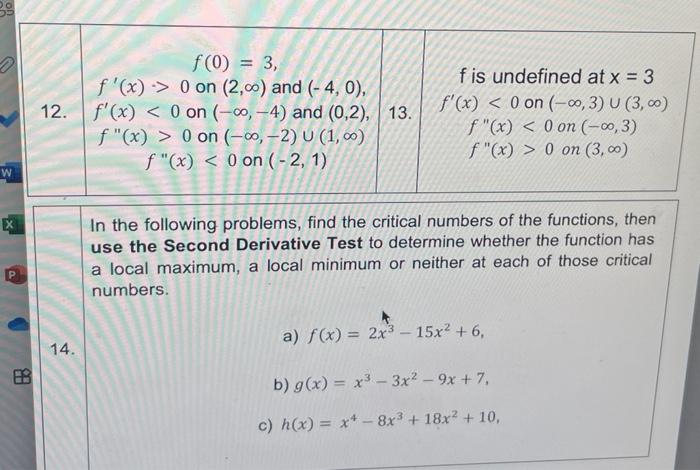 Solved In the following problems, find the critical numbers | Chegg.com