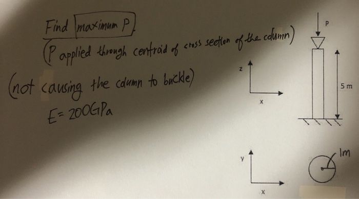 Solved of cross section of the column) Find maximum P (P | Chegg.com