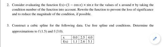 Solved 2. Consider evaluating the function f(x)=(1 - cos x) | Chegg.com