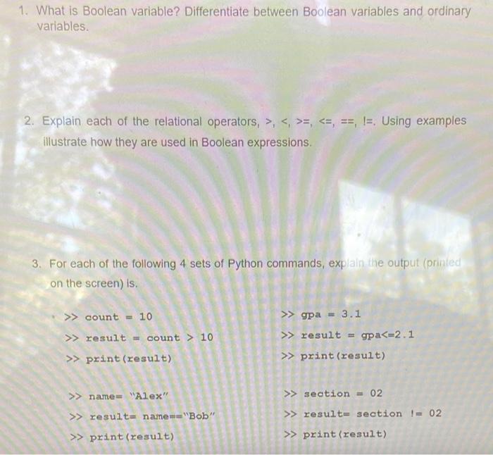 Solved 1. What is Boolean variable? Differentiate between | Chegg.com