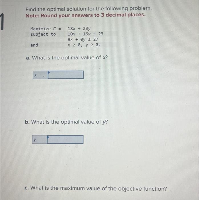 Solved Find the optimal solution for the following problem. | Chegg.com