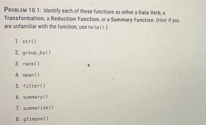 Solved PROBLEM 10.1: Identify each of these functions as | Chegg.com