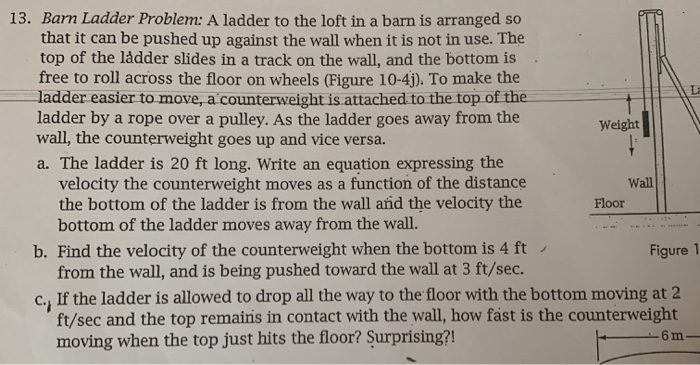 Ladder Problems Examples Solved Problems Solved 13. Barn Ladder Problem: A ladder to the loft in a | Chegg.com