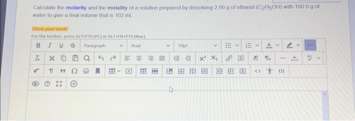 Solved Calculate the molarity and the molality of a solution | Chegg.com