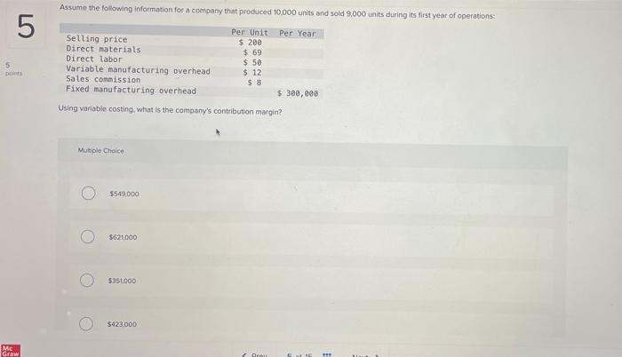Solved Assume the following information for a company that | Chegg.com