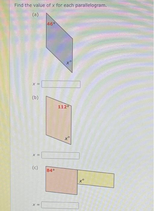 how to find the value of x in a parallelogram formula