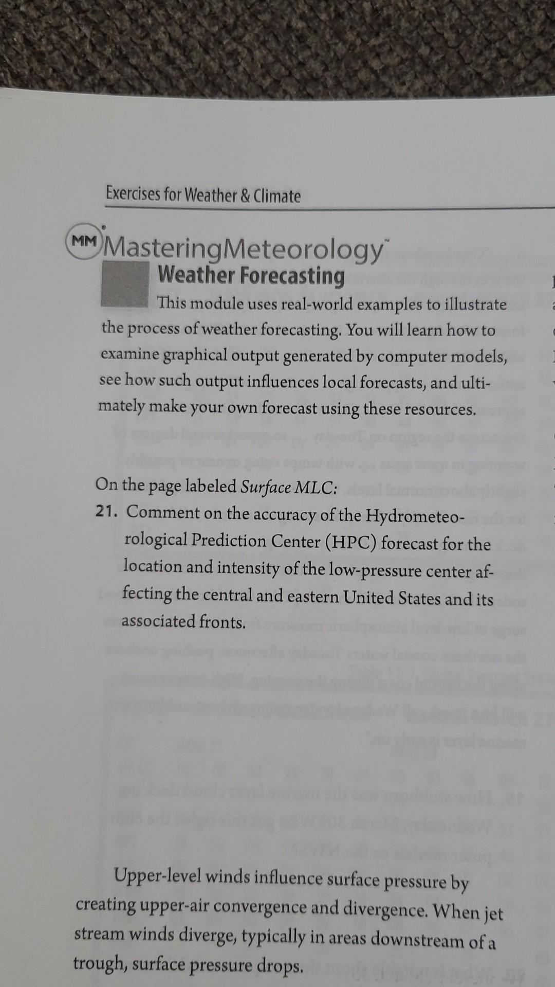 Solved MM) MasteringMeteorology Weather Forecasting This | Chegg.com