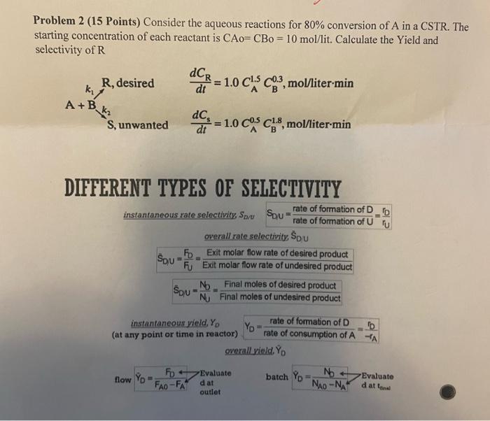 Solved Problem 2 (15 Points) Consider the aqueous reactions | Chegg.com