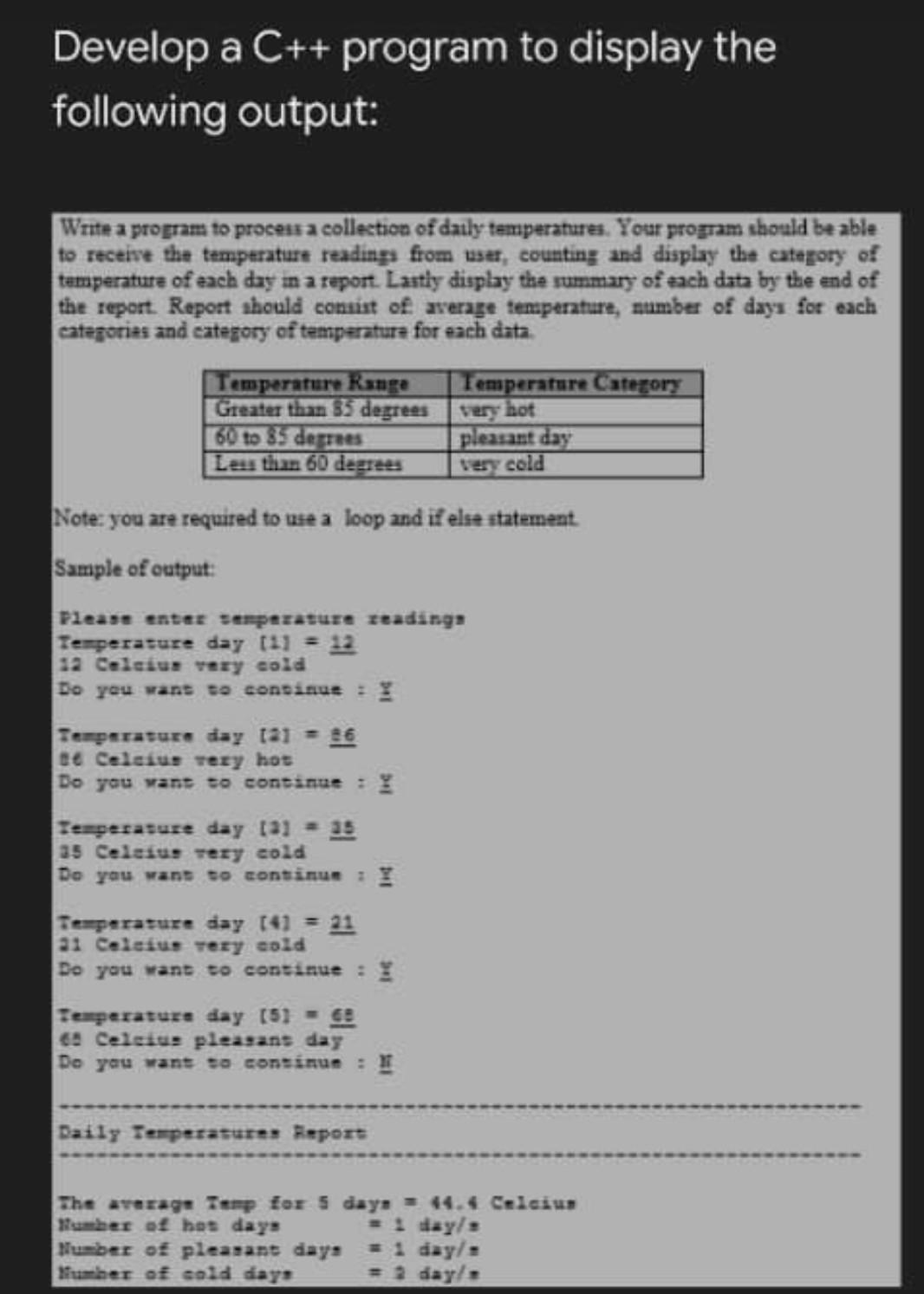 Solved Develop a C++ program to display the following | Chegg.com