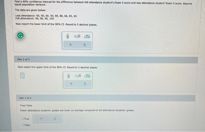 Solved Find a 90% confidence interval for the difference | Chegg.com