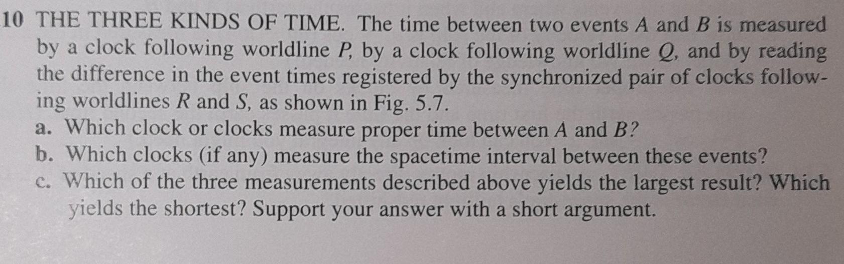 Solved 10 THE THREE KINDS OF TIME. The time between two | Chegg.com