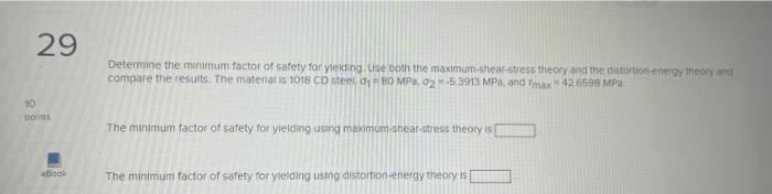 Solved Determine the minimum factor of safety for yleidng. | Chegg.com