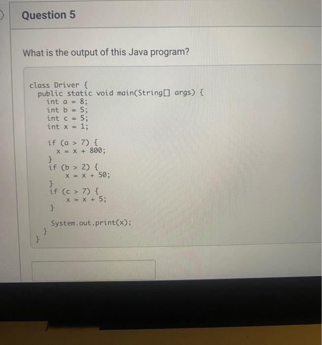 Solved Question 5 What Is The Output Of This Java Program? | Chegg.com