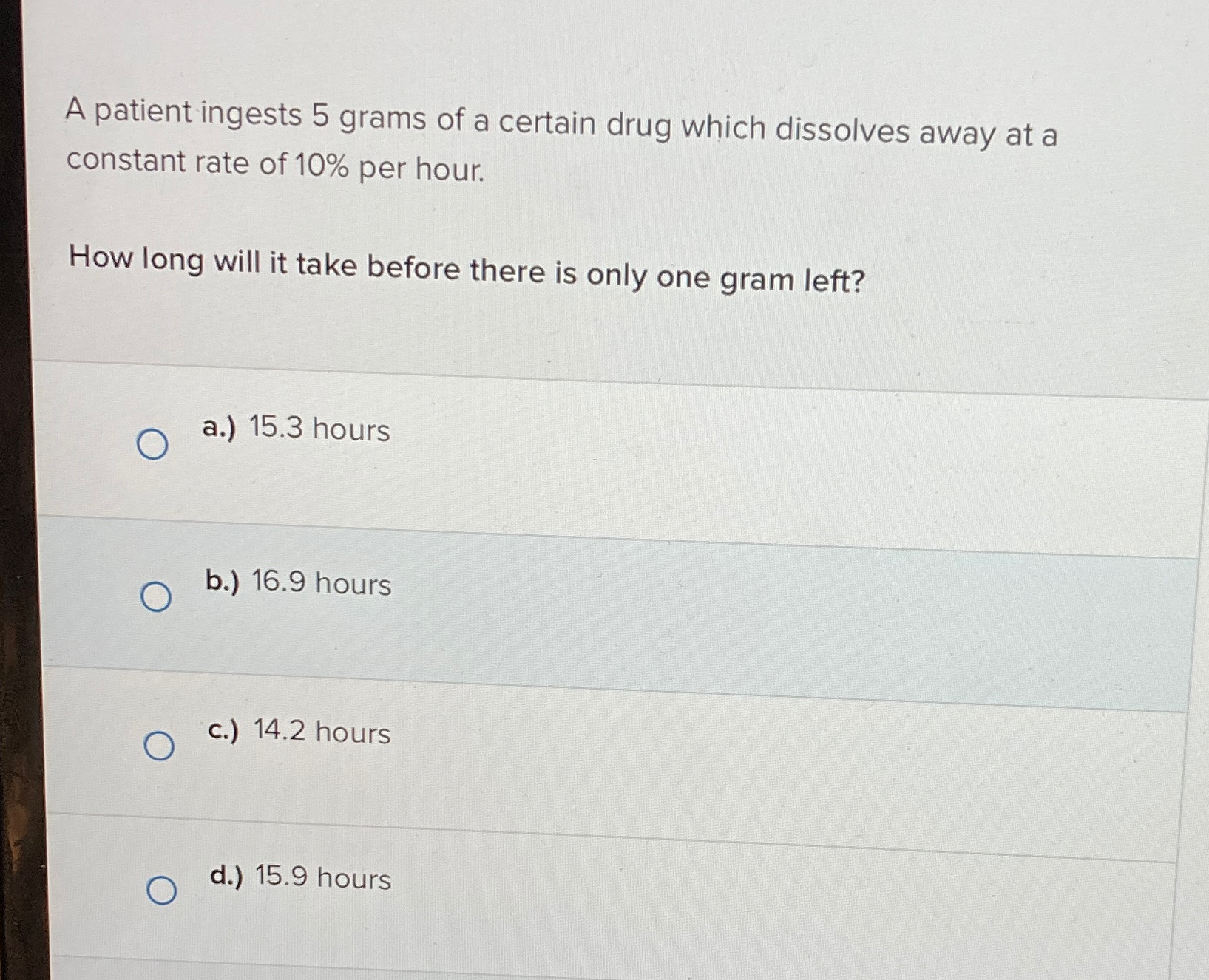 Solved A patient ingests 5 ﻿grams of a certain drug which | Chegg.com