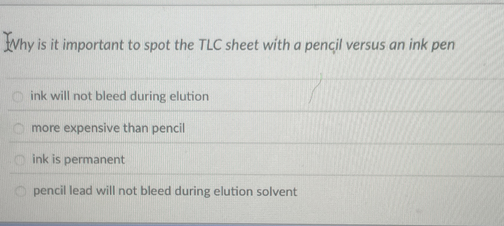 Solved Why is it important to spot the TLC sheet with a