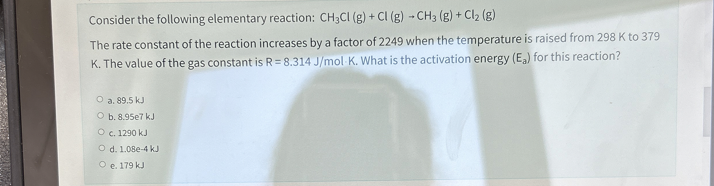 Solved Consider the following elementary reaction: | Chegg.com