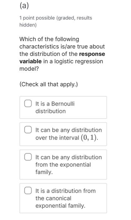 Solved (a) 1 Point Possible (graded, Results Hidden) Which | Chegg.com