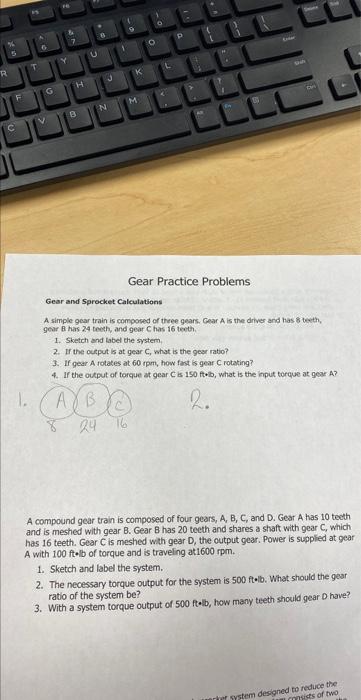 Solved Gear and Sprocket Calculations A simple gear train is | Chegg.com
