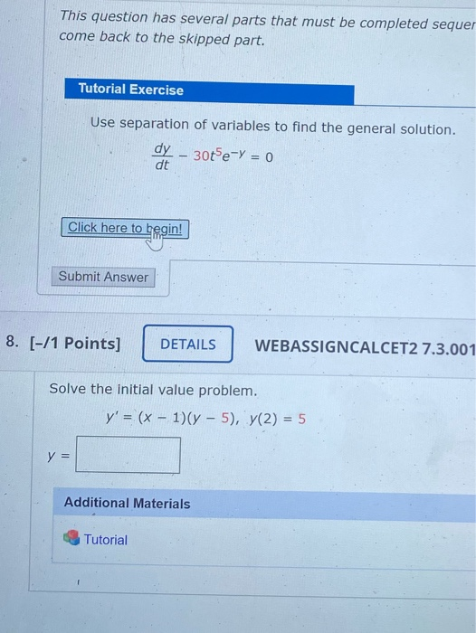 Solved This Question Has Several Parts That Must Be | Chegg.com