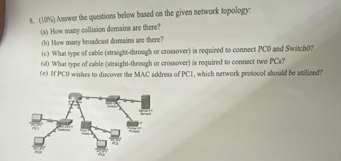 Solved 8. (10%) Answer the questions below based on the | Chegg.com