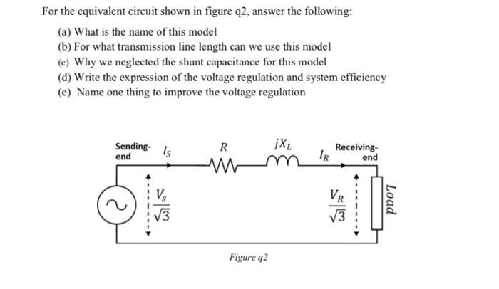 Solved For the equivalent circuit shown in figure q2, answer | Chegg.com