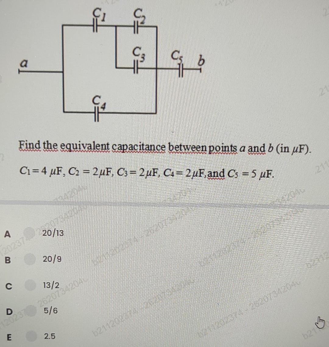 Solved Find The Equivalent Capacitance Between Points A And | Chegg.com