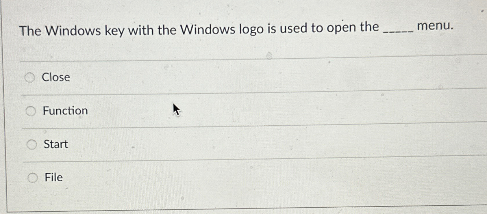 Solved The Windows key with the Windows logo is used to open | Chegg.com