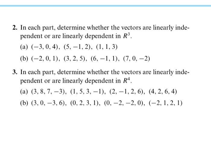 Solved 2. In each part, determine whether the vectors are | Chegg.com