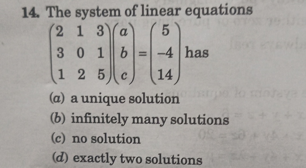 Infinitely Many Solutions In Math Solved The system of linear equations | Chegg.com