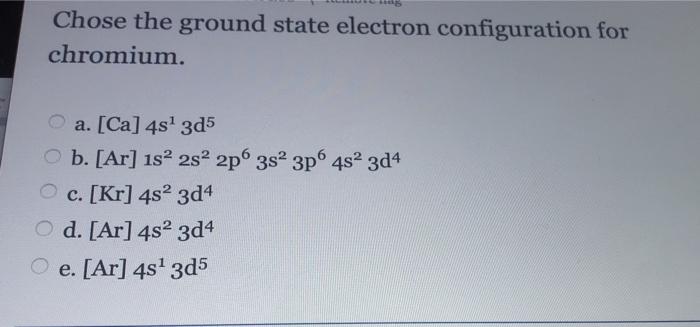 chromium electron configuration